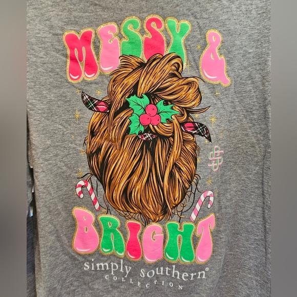Simply Southern Messy & Bright Long Sleeve T-Shirt NWT - Picture 2 of 4
